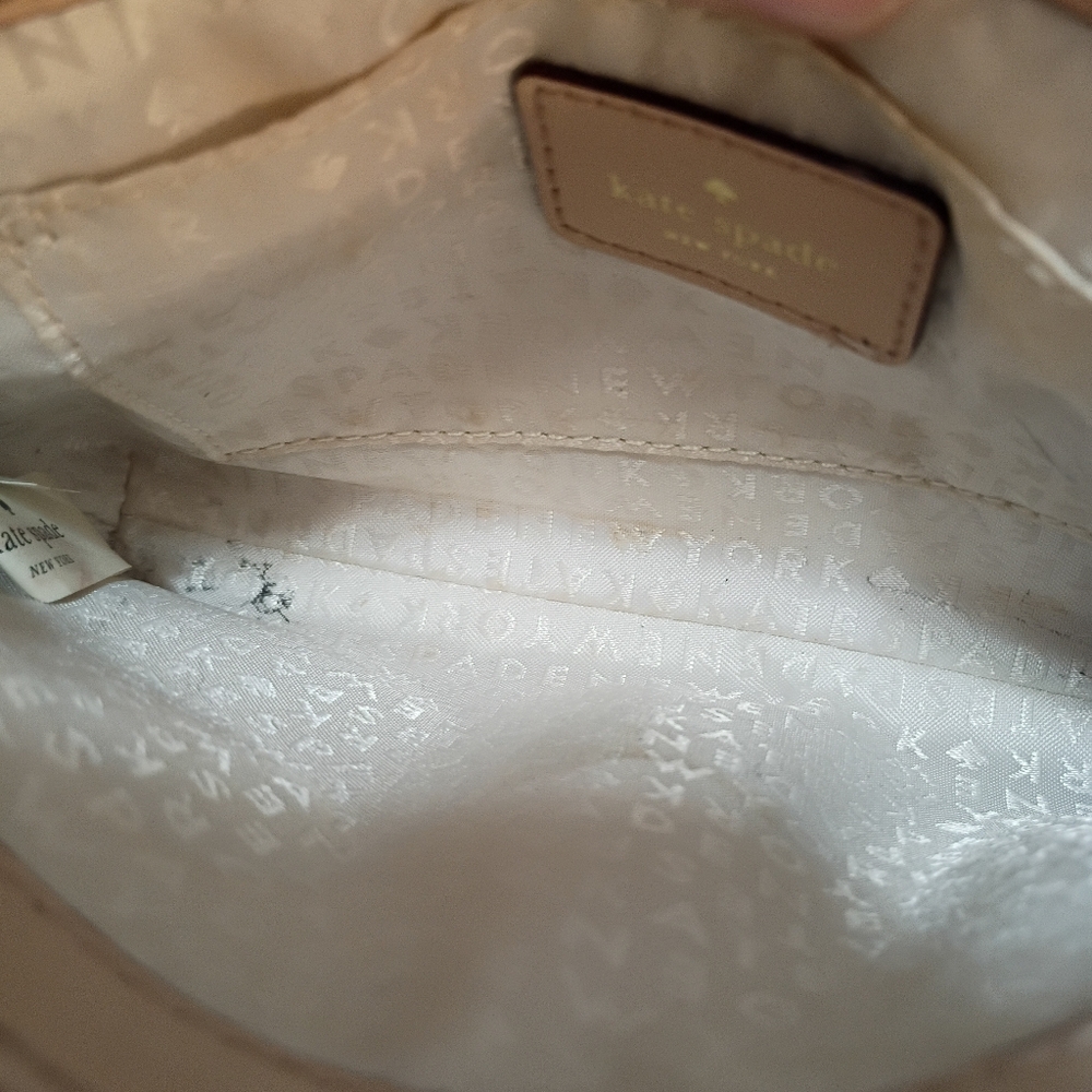 Kate Spade, EUC, Crossbody Bag, Leaf Print, Snap Closure, Color Pink, White - Picture 11 of 13